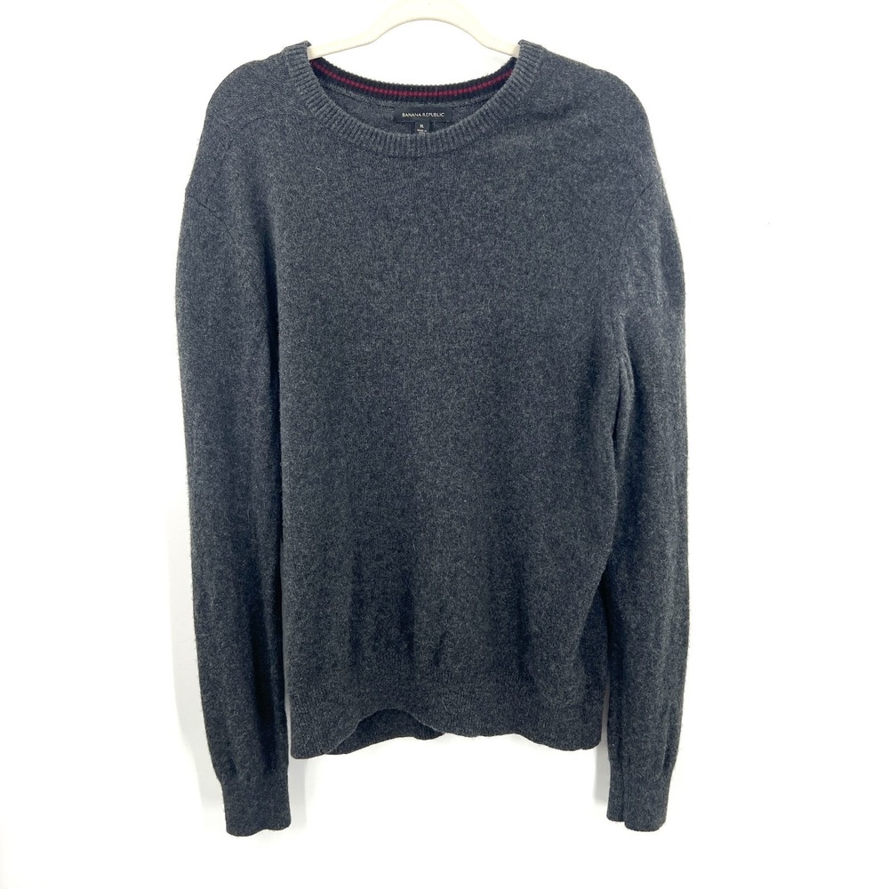 Banana Republic extra fine merino wool blend crewneck sweater classic gray XL